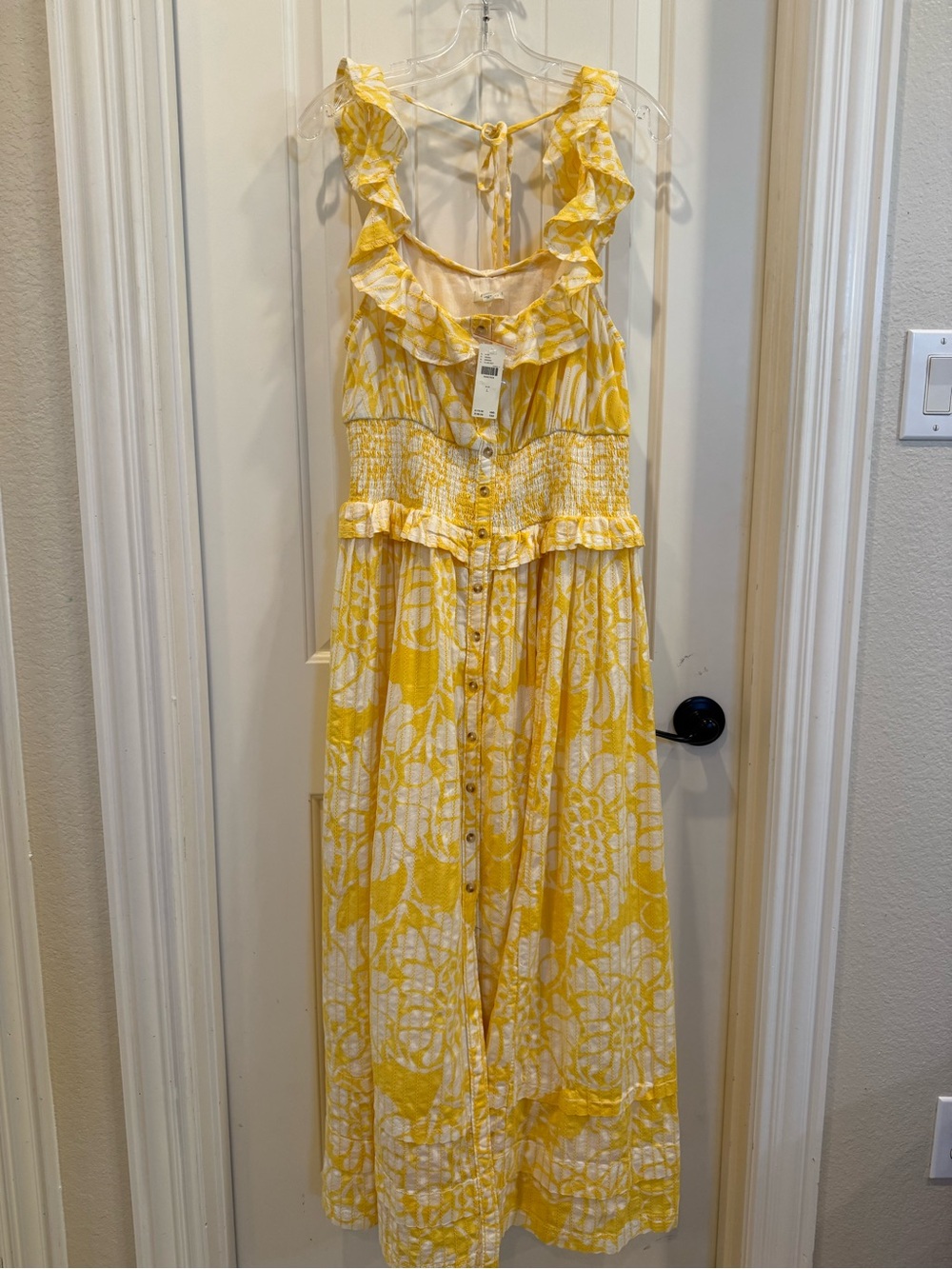 Pilcro Ruffled Smocked Waist Button Front Midi Dress - Picture 2 of 6